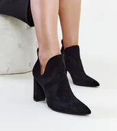 Botki damskie - Czarne asymetryczne botki na słupku Taylana -36 - miniaturka - grafika 1