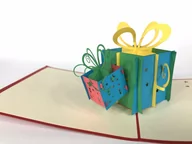 Kartki okolicznościowe i zaproszenia - GrandGift Karnet urodzinowy 3D, Kolorowe prezenty - miniaturka - grafika 1