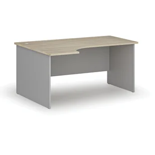 Biurko narożne PRIMO GRAY, 1600 x 1200 mm, lewe, szary/dąb naturalny - Biurka - miniaturka - grafika 1