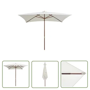 The Living Store Parasol ogrodowy - 200x300 cm - drewniany - kremowy - Parasol Ogrodowy - Parasole ogrodowe - miniaturka - grafika 1