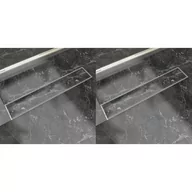 Odpływy liniowe - VidaXL Odpływ prysznicowy liniowy, stal nierdzewna, 2 szt., 630x140 mm - miniaturka - grafika 1