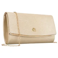 Torebki damskie - Wizytowa, złota torebka damska wykonana z tkaniny syntetycznej zamykana klipsem magnetycznym - Rovicky - miniaturka - grafika 1