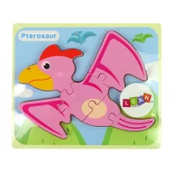 Puzzle - Import LEANToys Drewniane Puzzle Dinozaur Pterodaktyl Różowy LT-10342-0 - miniaturka - grafika 1