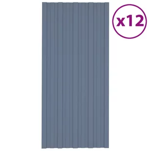 shumee Panele dachowe 12 szt. stal galwanizowana szare 100x45 cm - Pokrycia dachowe - miniaturka - grafika 1