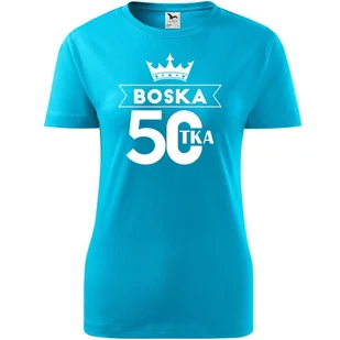 Damska Koszulka z Nadrukiem Boska 50 koszulka dla niej na urodziny boskie turkusowy XL - Koszulki i topy damskie Damska Koszulka z Nadrukiem Boska 50 koszulka dla niej na urodziny boskie turkusowy XL - Koszulki i topy damskie - miniaturka - grafika 1