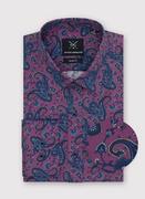 Koszule męskie - Fioletowa koszula we wzór paisley - miniaturka - grafika 1