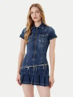 Sukienki - Guess Sukienka jeansowa W5YK71 D4H1D Niebieski Regular Fit - miniaturka - grafika 1