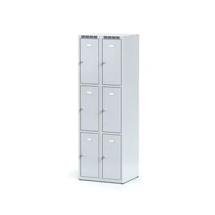 Alfa 3 Szafka ubraniowa 6 boksów, drzwi szare, zamek cylindryczny 1261804 - Szafki BHP - miniaturka - grafika 1