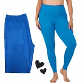 Legginsy - Leginsy bambus duże błękit klasyczne wysoki stan 11XL bawełna długie - miniaturka - grafika 1