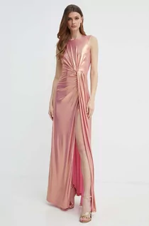 Sukienki - Silvian Heach sukienka kolor różowy maxi rozkloszowana - grafika 1