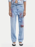 Spodnie damskie - Desigual Jeansy Hawai 25SWDD13 Niebieski Mom Fit - miniaturka - grafika 1