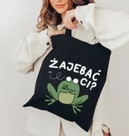 Torby i wózki na zakupy - czarna torba EKO z nadrukiem - miniaturka - grafika 1