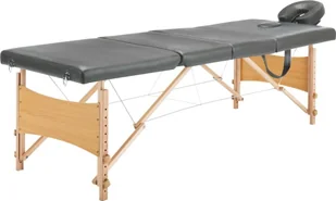 Stół do masażu 4-strefowy rama drewniana antracyt 186x68 cm - Stoły i łóżka do masażu - miniaturka - grafika 1