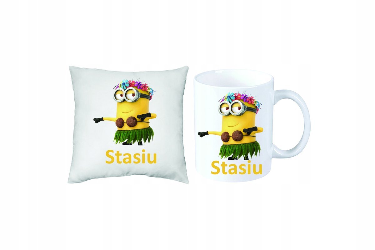 ZESTAW PREZENT PODUSZKA + KUBEK MINIONKI + IMIĘ