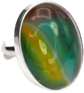 Pierścionki - Agat Żółty Zielony Piękny Pierścionek Srebro R10-26 Unikat - miniaturka - grafika 1