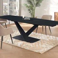 Stoły - Stół do jadalni 6-10-osobowy rozkładany ze szkła hartowanego, ceramiki i metalu - Efekt czarnego marmuru - MALATA marki Pascal MORABITO - miniaturka - grafika 1