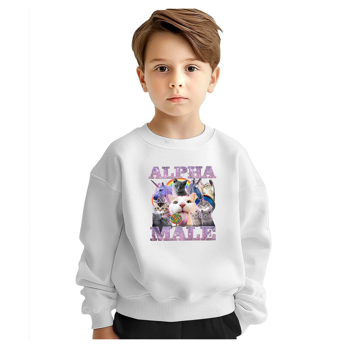 BLUZA DZIECIĘCA SAMIEC ALFA KOTY JEDNOROŻCE 110-116 DLA CHŁOPCA DZIEWCZYNKI