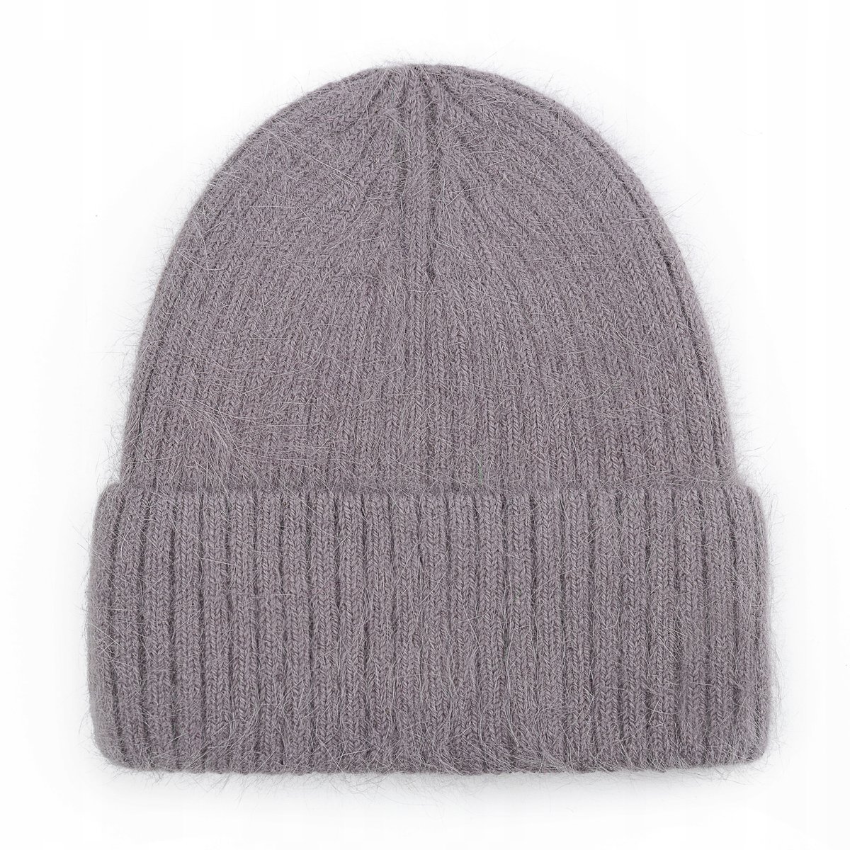 Damska Elegancka Czapka Wełniana Wełna Zimowa Na Zimę 60% Angora Stalowa