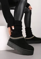 Śniegowce damskie - Czarne Śniegowce Wsuwane na Grubej Podeszwie z Wyszywaną Ozdobą Irinellae - miniaturka - grafika 1