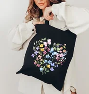 Torby i wózki na zakupy - Torba bawełniana na zakupy - serce w kwiaty - miniaturka - grafika 1