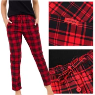Piżamy damskie - Cornette Spodnie Piżamowe Damskie Bawełniane Czerwone Kratka Rozmiar S - miniaturka - grafika 1
