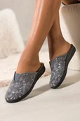 Kapcie damskie - Szare kapcie damskie Inblu obuwie domowe guma w cholewce wzór liści wkładka soft XU999950 - miniaturka - grafika 1