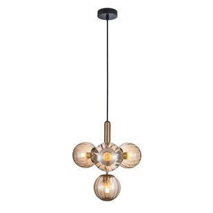 Italux LAMPA wisząca RAVENA loftowa OPRAWA szklane kule ZWIS balls mosiądz bursztynowe PND-2324-4B BRO+AMB - Lampy sufitowe - miniaturka - grafika 1