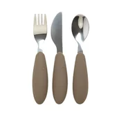 Sztućce dla dzieci - BIBS CUTLERY SET DARK OAK 3 częściowy zestaw sztućców - miniaturka - grafika 1