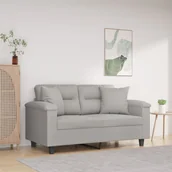 Sofy i kanapy - 2-osobowa sofa z poduszkami, jasnoszara, 120 cm, mikrofibra Lumarko! - miniaturka - grafika 1