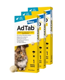 ELANCO 3xAdTab 48mg tabletki na pchły i kleszcze dla kotów >2-8 kg - Suplementy i witaminy dla psów - miniaturka - grafika 1