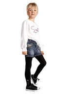 Rajstopy - Rajstopy dziewczęce bawełniane ze srebrną nitką LOVE czarne 128-134 YOCLUB - miniaturka - grafika 1