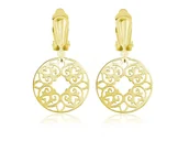 Kolczyki - Srebrne klipsy Camille z rozetą - 24k złocenie - miniaturka - grafika 1