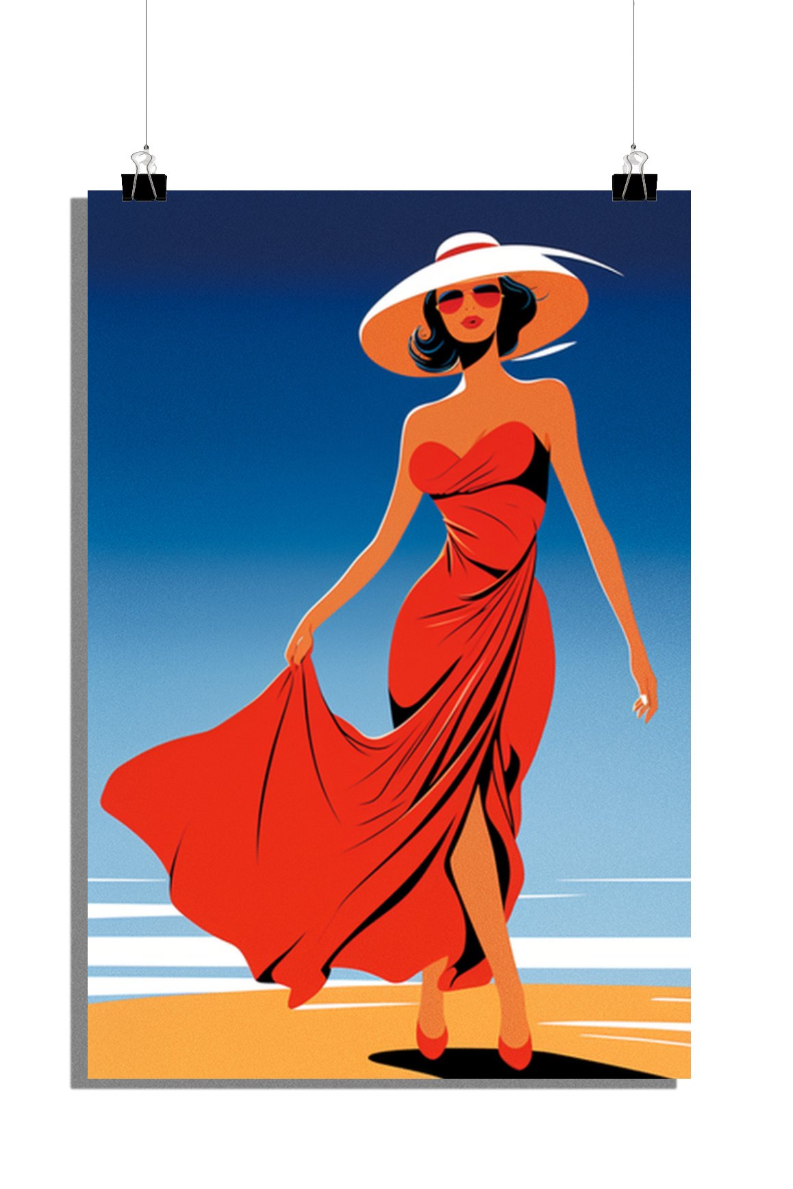 Plakat Kobiety - Plakat Plaża - Plakat Sukienka - Plakat Natura - 61x91cm - Idealny do oprawienia w ramkę