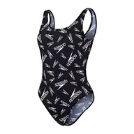 Stroje kąpielowe - Speedo Logo Deep U-Back Swimsuit Women, spdlogo black/white DE 36 | UK 32 2020 Stroje kąpielowe 68-12369F392-36 - miniaturka - grafika 1