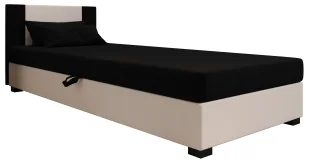 Łóżko pojedyncze tapicerowane czarny + ecru G4-D11 - Łóżka - miniaturka - grafika 1