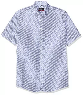Koszule męskie - Jedwabna koszula męska, nowoczesna, z krótkim rękawem, z ukrytym kołnierzem button-down, miękki kwiatowy nadruk, koszula biznesowa - grafika 1