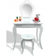 Zestawy mebli dla dzieci - Toaletka Kosmetyczna z Lustrem i Taboretem Mała Biała dla Dziewczynki - miniaturka - grafika 1