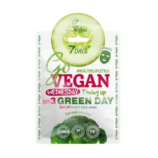7days 7days Pielęgnacja twarzy Go Vegan Salad Sheet Face Mask Wednesday Green Day For Real Bunnies 25.0 g - Maseczki do twarzy - miniaturka - grafika 1