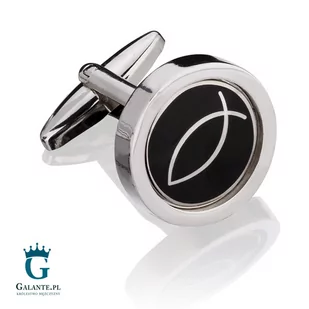 Spinki do mankietów X2 Ryba Symbol Black - Spinki do mankietów i krawatów - miniaturka - grafika 2