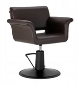 Fotele fryzjerskie - Gabbiano fotel fryzjerski Lucca Brązowy czarna podstawa - miniaturka - grafika 1