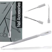 Akcesoria do paznokci - Radełko dwustronne kopytko dłutko pusher ostre do stylizacji skórek manicure pedicure salon SPA stal nierdzewna srebrne - miniaturka - grafika 1