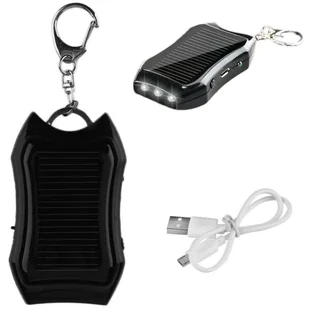 Powerbank Solarny Power Bank z latarką 1200mAh Brelok do kluczy plecaka Czarny - Powerbanki - miniaturka - grafika 13