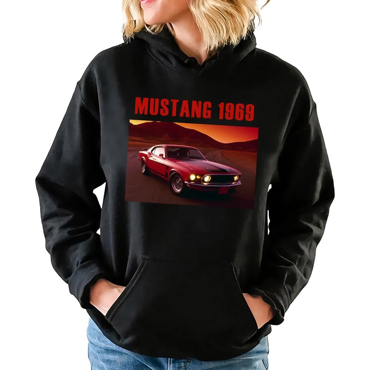 Bluza Damska Czarna Z Kapturem MUSTANG 1969 Hell Trylogia Book Wzory - S
