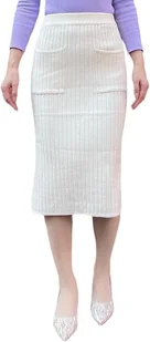 BETYFUL Elegancka Spódnica Dzianinowa, Rozmiar EU 30-40 XS-M, Beżowa - Spódnice - miniaturka - grafika 1