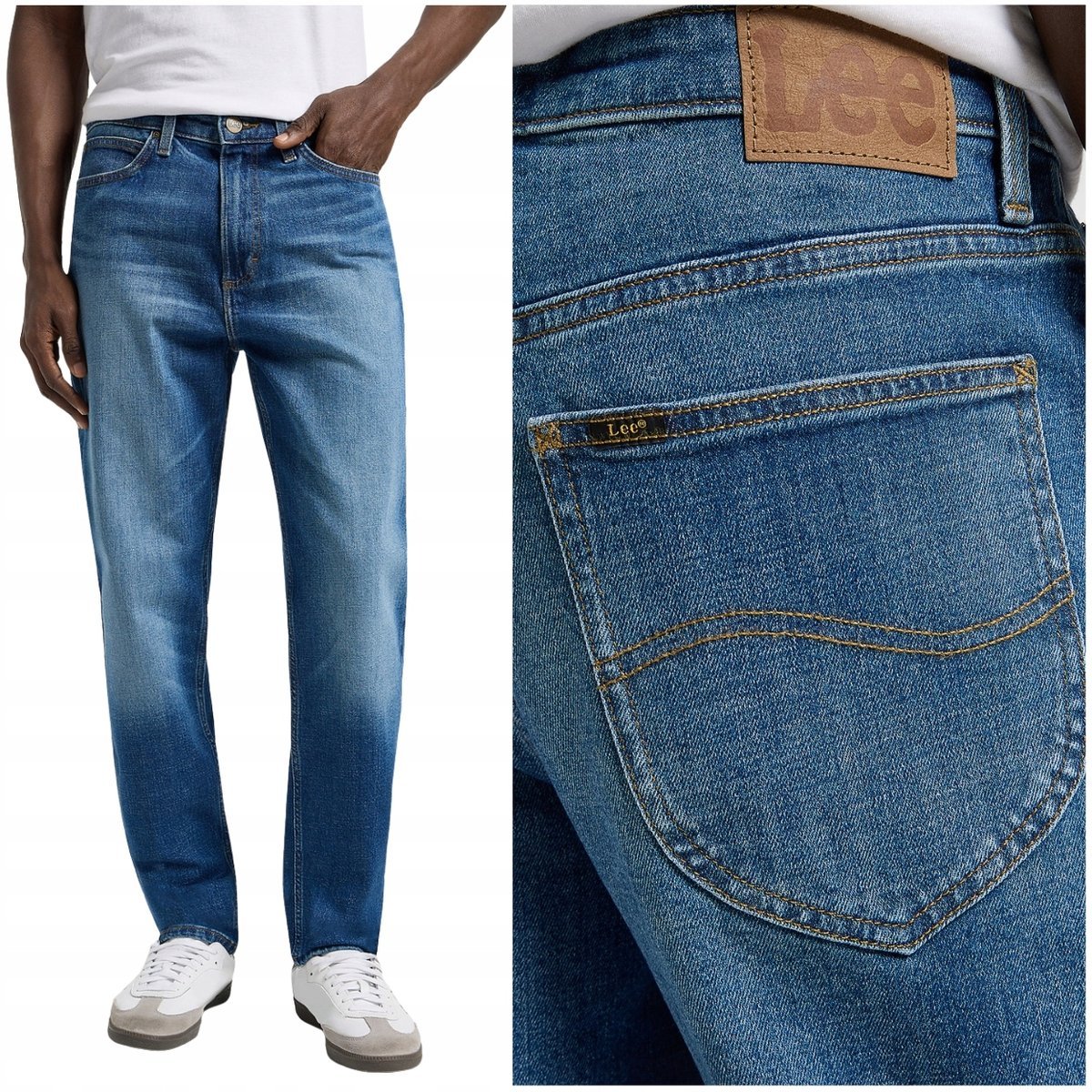 Lee AUSTIN REGULAR TAPERED Newman klasyczne ciemne spodnie jeansowe W30 L30