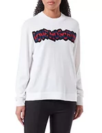 Swetry damskie - Love Moschino Damski sweter o regularnym kroju z długim rękawem z prążkowanym logo, optical white, 48 - miniaturka - grafika 1