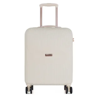 Elegancka walizka prążkowana torba bagaż exclusive 20" - biała Semi Line - Walizki - miniaturka - grafika 1