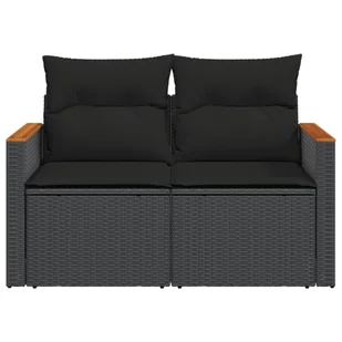 Sofa ogrodowa z poduszkami, 2-osobowa, czarna, polirattan Lumarko! - Sofy ogrodowe - miniaturka - grafika 6