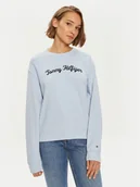 Bluzy damskie - Tommy Hilfiger Bluza Modern Script WW0WW42615 Błękitny Regular Fit - miniaturka - grafika 1