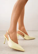 Czółenka - Żółte Szpilki VICES z Odkrytą Piętą i Wycięciem w Kształcie Litery V Natinawe - miniaturka - grafika 1